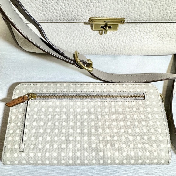 Fossil Bundle Pebbled Leather Crossbody, Satchel, Messenger Handbag + Wallet - Picture 8 of 13